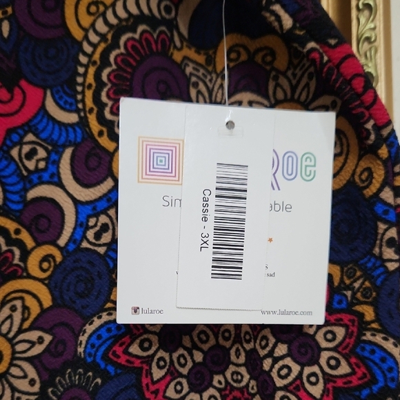 LuLaRoe Blue Red Embellished Pencil Midi Skirt - Picture 2 of 9